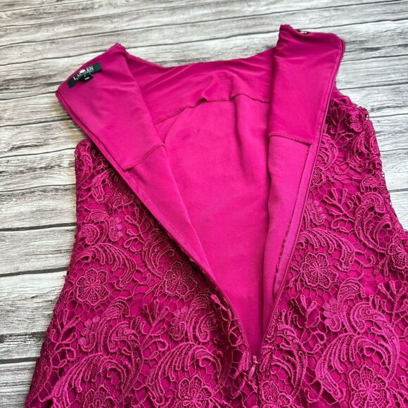 Lauren Ralph Lauren Women's Lace Overlay Mini Dress Berry Bright Fuchsia Pink 4 - Picture 4 of 14